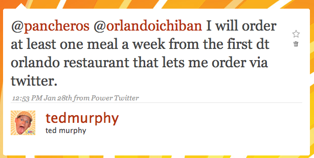 Order Sushi in Orlando via Twitter